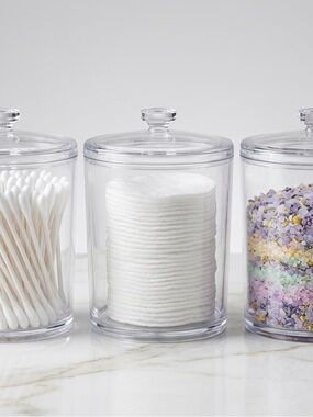 Sleek 3-Piece Crystal Clear Apothecary Jar Set – Brand New